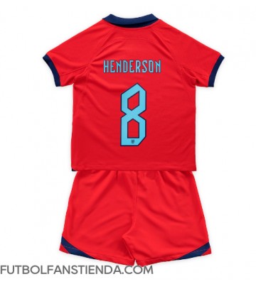 Inglaterra Jordan Henderson #8 Segunda Equipación Niños Mundial 2022 Manga Corta (+ Pantalones cortos)